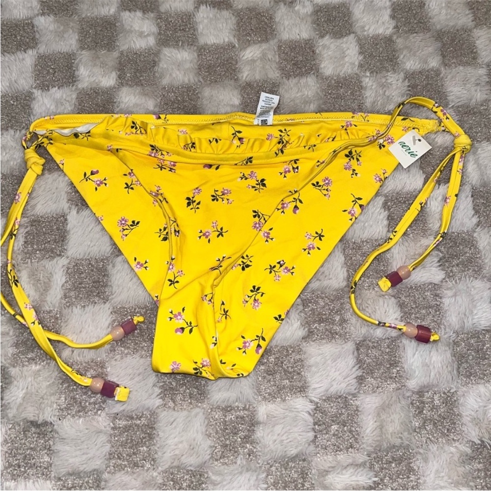 Aerie swim‎ Yellow Floral Bikini Bottom size XL